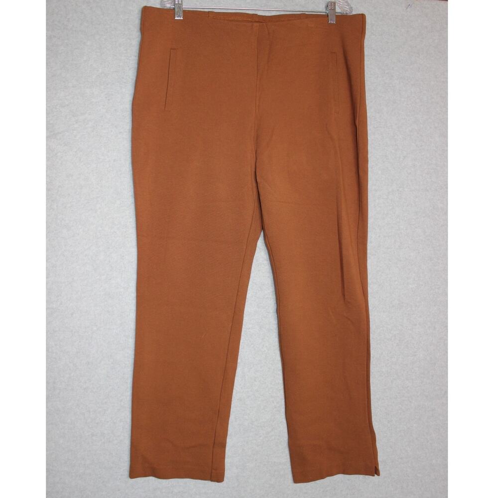 Chicos Pants Womens Plus Size 3 Juliet Straight Leg Brown Pull‎ On Office Career
